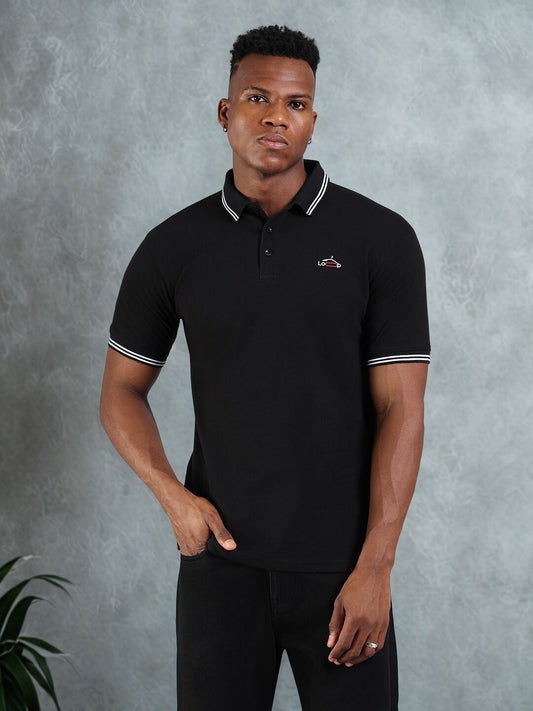 Timeless Black Cotton Polo T-Shirt