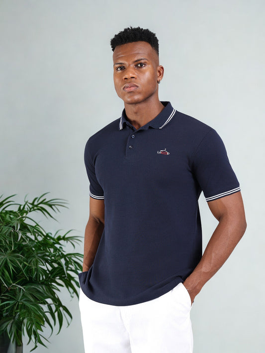 Deep Navy Cotton Polo T-Shirt