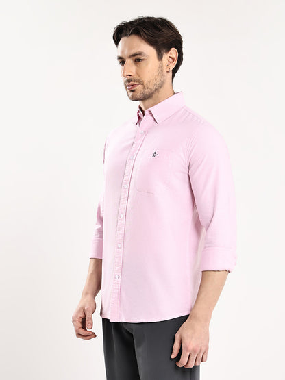 HangerLoop Premium Cotton Oxford Yarn Dyed Shirt – Regular Fit | Button-Down Collar - Pink