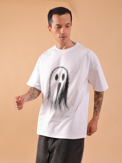 Ghost Don't Care Oversized T-Shirt – White | Streetwear Graphic Tee for Men & Women