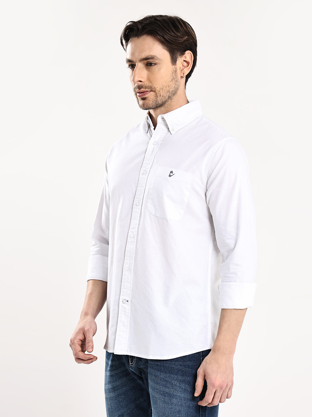 HangerLoop Premium Cotton Oxford Yarn Dyed Shirt – Regular Fit | Button-Down Collar - White