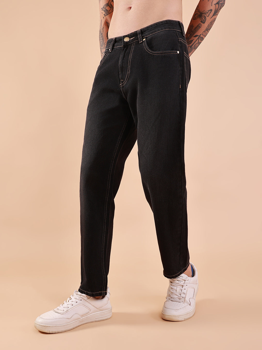 Men's Charcoal Black Tapered Fit Jeans