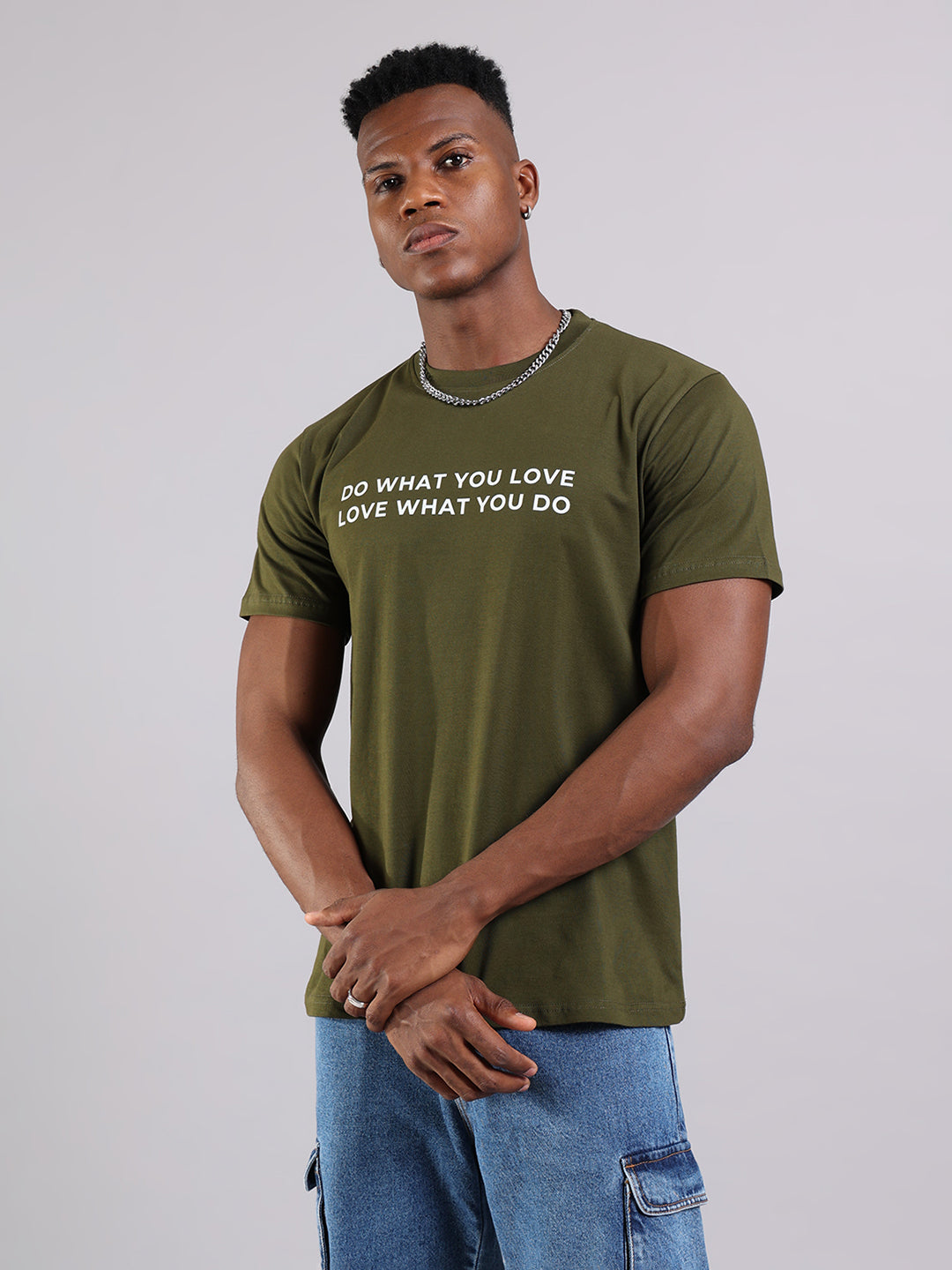 Olive Regular Fit T-Shirt -  “Do What You Love”