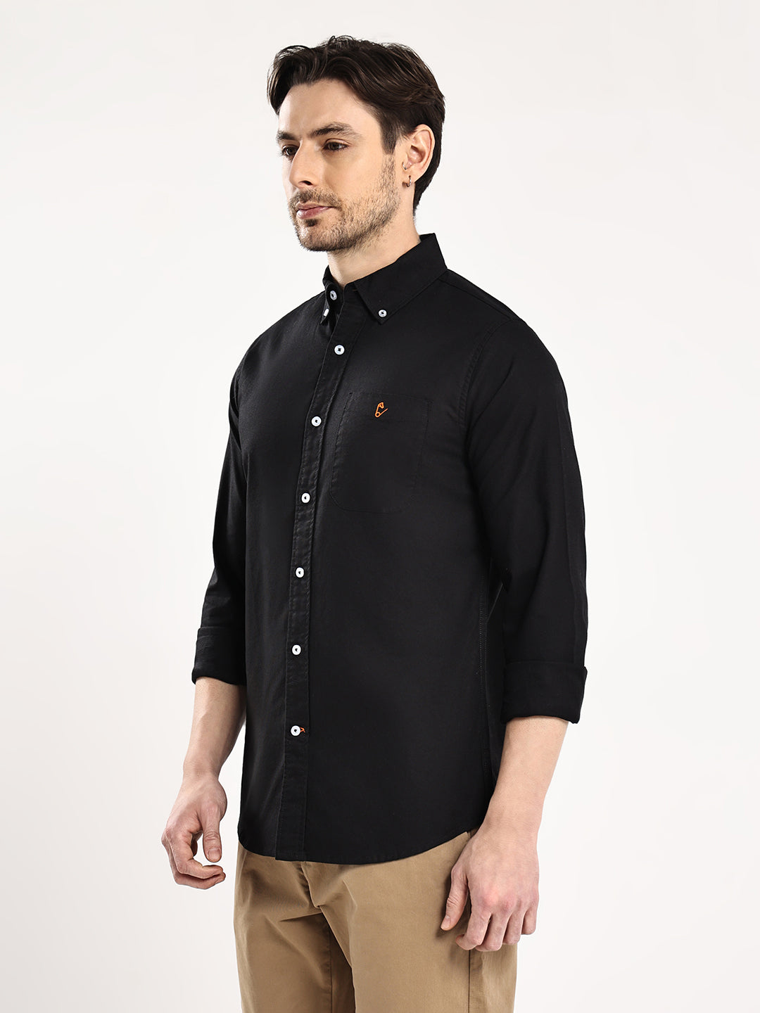 HangerLoop Premium Cotton Oxford Yarn Dyed Shirt – Regular Fit | Button-Down Collar - Black