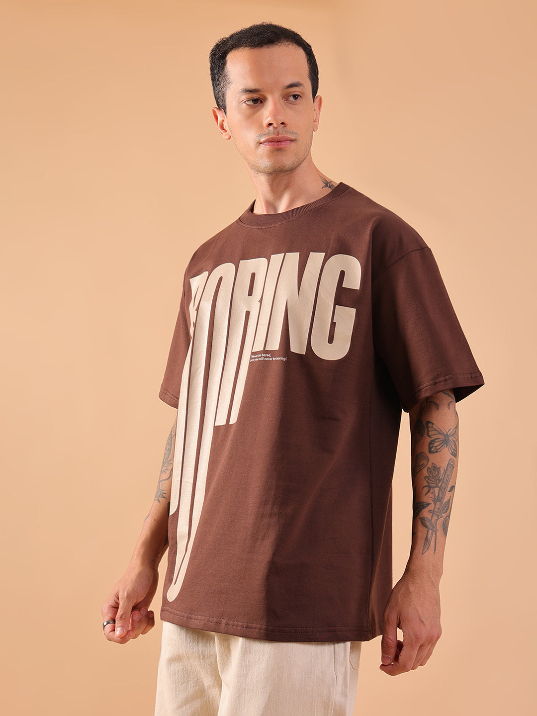 Oversized Brown Graphic Print T-Shirt | Unisex Streetwear Tee