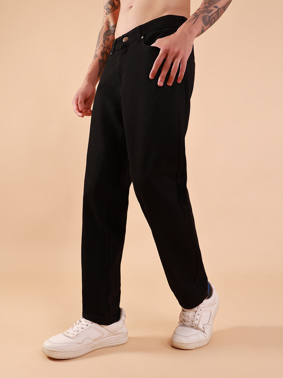 Men's Black Tapered Fit Jeans