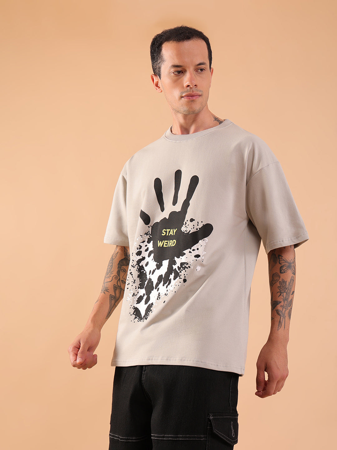 Stay Weird – Oversized Grey T-Shirt| HangerLoop Unisex Streetwear Tee