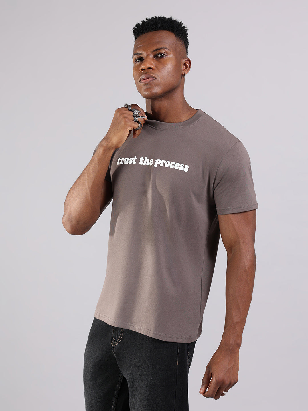 Grey Regular Fit Tshirt - “Trust the Process”