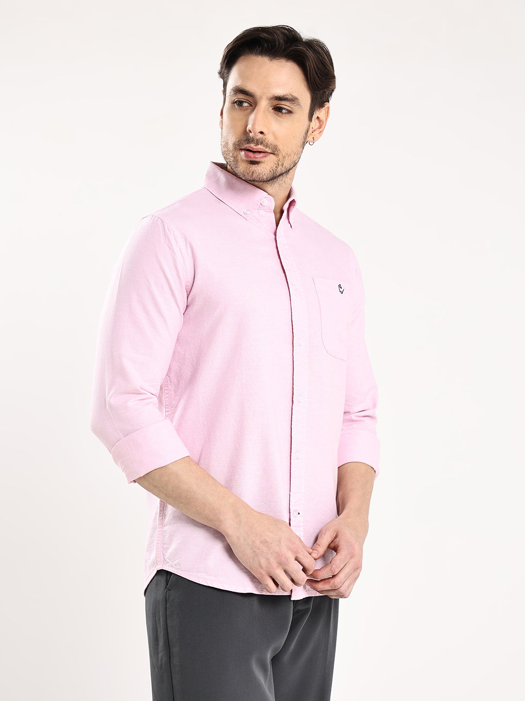 HangerLoop Premium Cotton Oxford Yarn Dyed Shirt – Regular Fit | Button-Down Collar - Pink