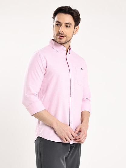 HangerLoop Premium Cotton Oxford Yarn Dyed Shirt – Regular Fit | Button-Down Collar - Pink