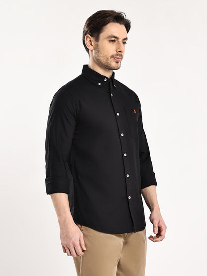 HangerLoop Premium Cotton Oxford Yarn Dyed Shirt – Regular Fit | Button-Down Collar - Black