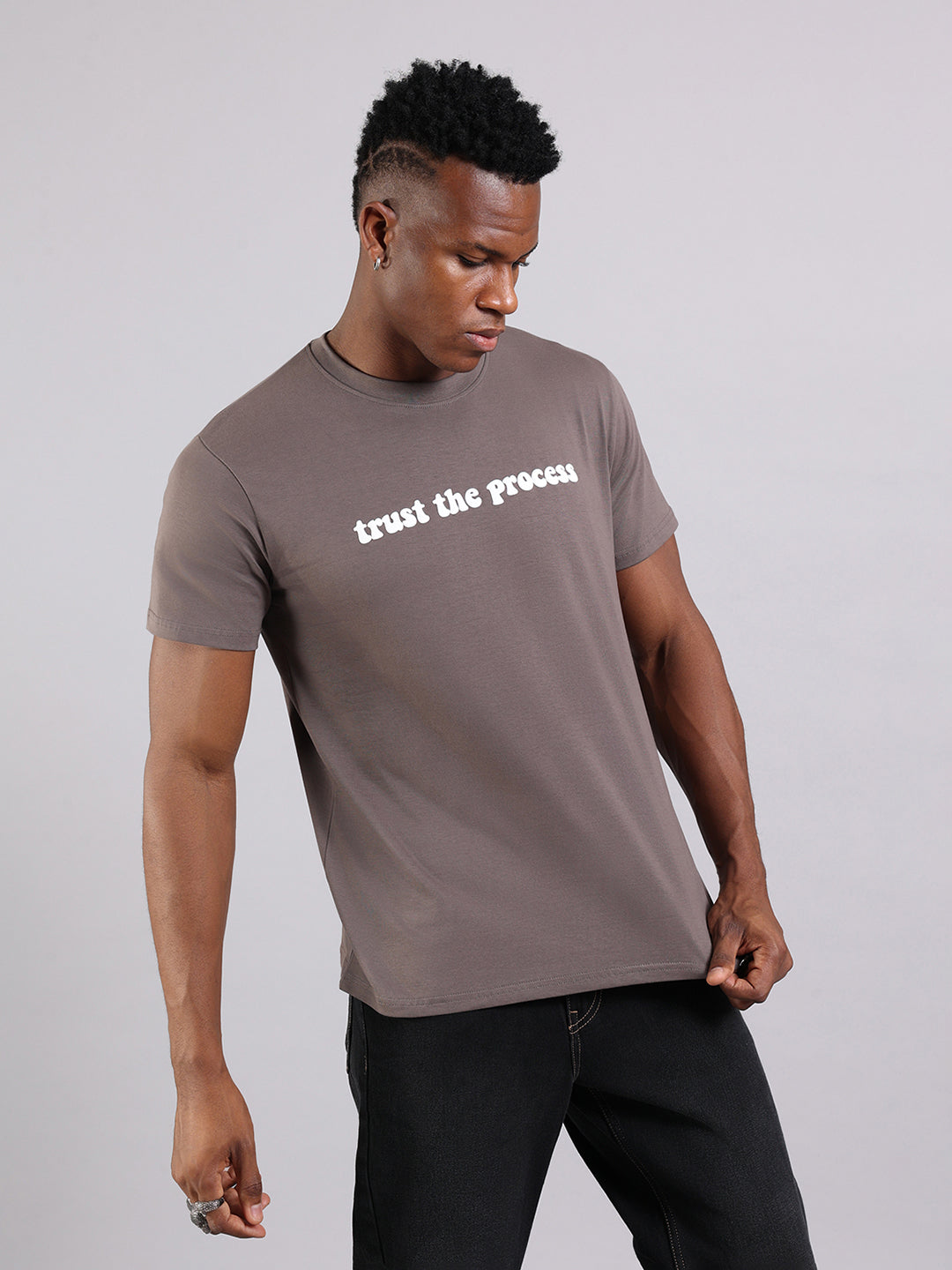 Grey Regular Fit Tshirt - “Trust the Process”
