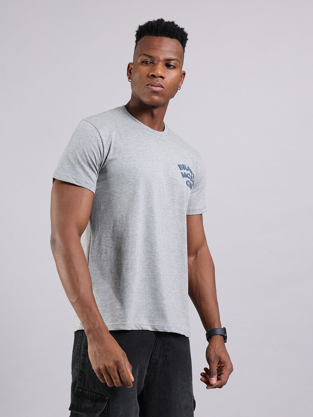 Grey Regular Fit T-Shirt - Brave Mode On