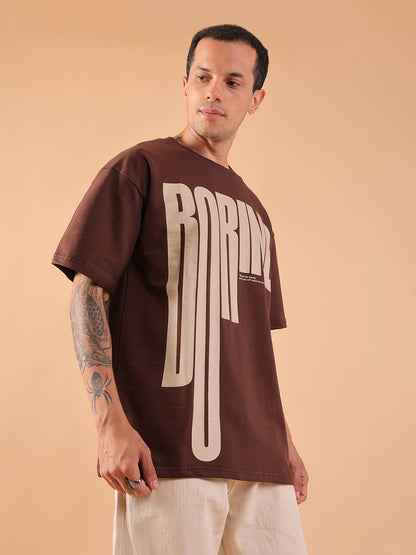 Oversized Brown Graphic Print T-Shirt | Unisex Streetwear Tee
