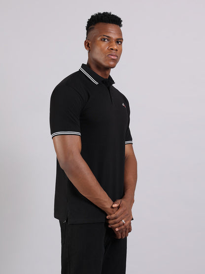 Timeless Black Cotton Polo T-Shirt
