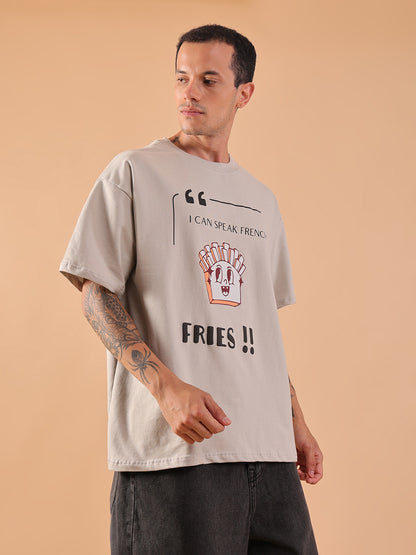 I Can Speak French – Fries!! | Oversized Grey T-Shirt | HangerLoop Unisex Streetwear Tee