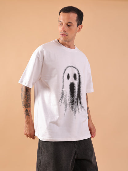 Ghost Don't Care Oversized T-Shirt – White | Streetwear Graphic Tee for Men & Women