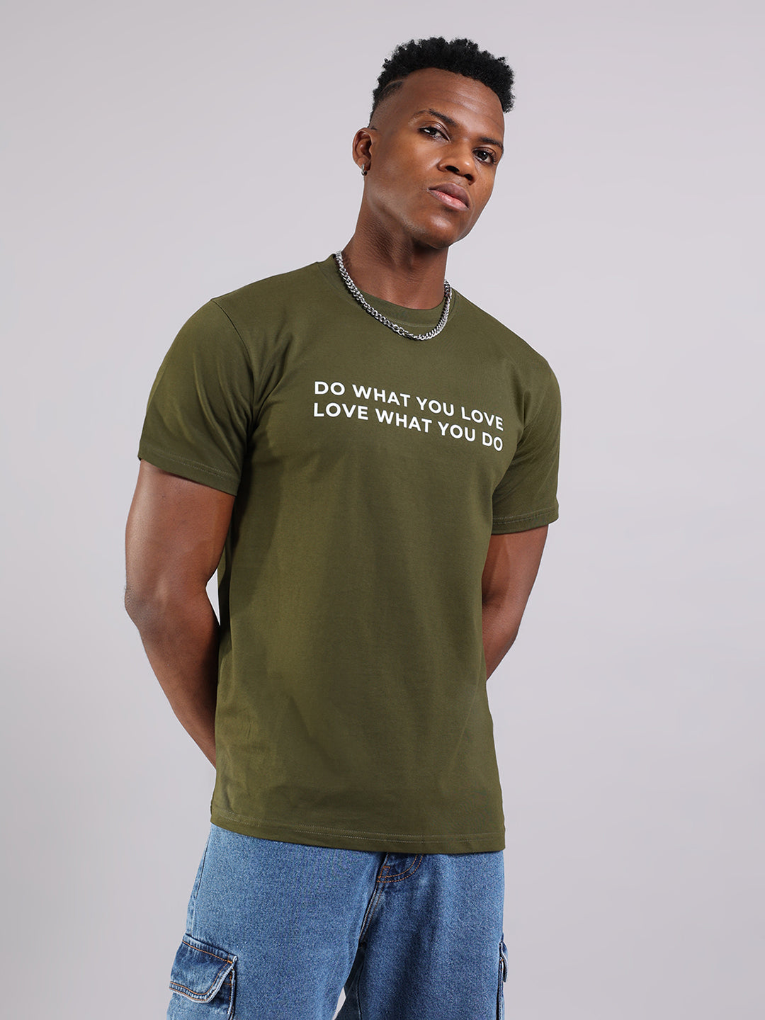Olive Regular Fit T-Shirt -  “Do What You Love”
