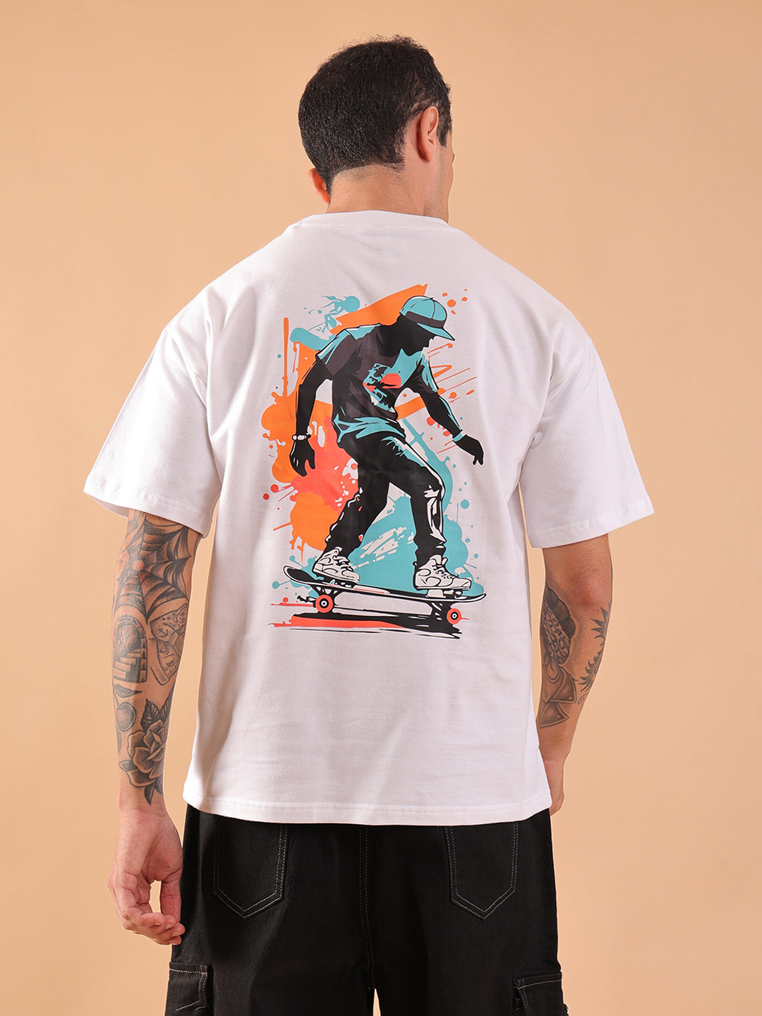 NEVERMIND White Oversized Graphic Print T-Shirt | HangerLoop Unisex Streetwear Tee