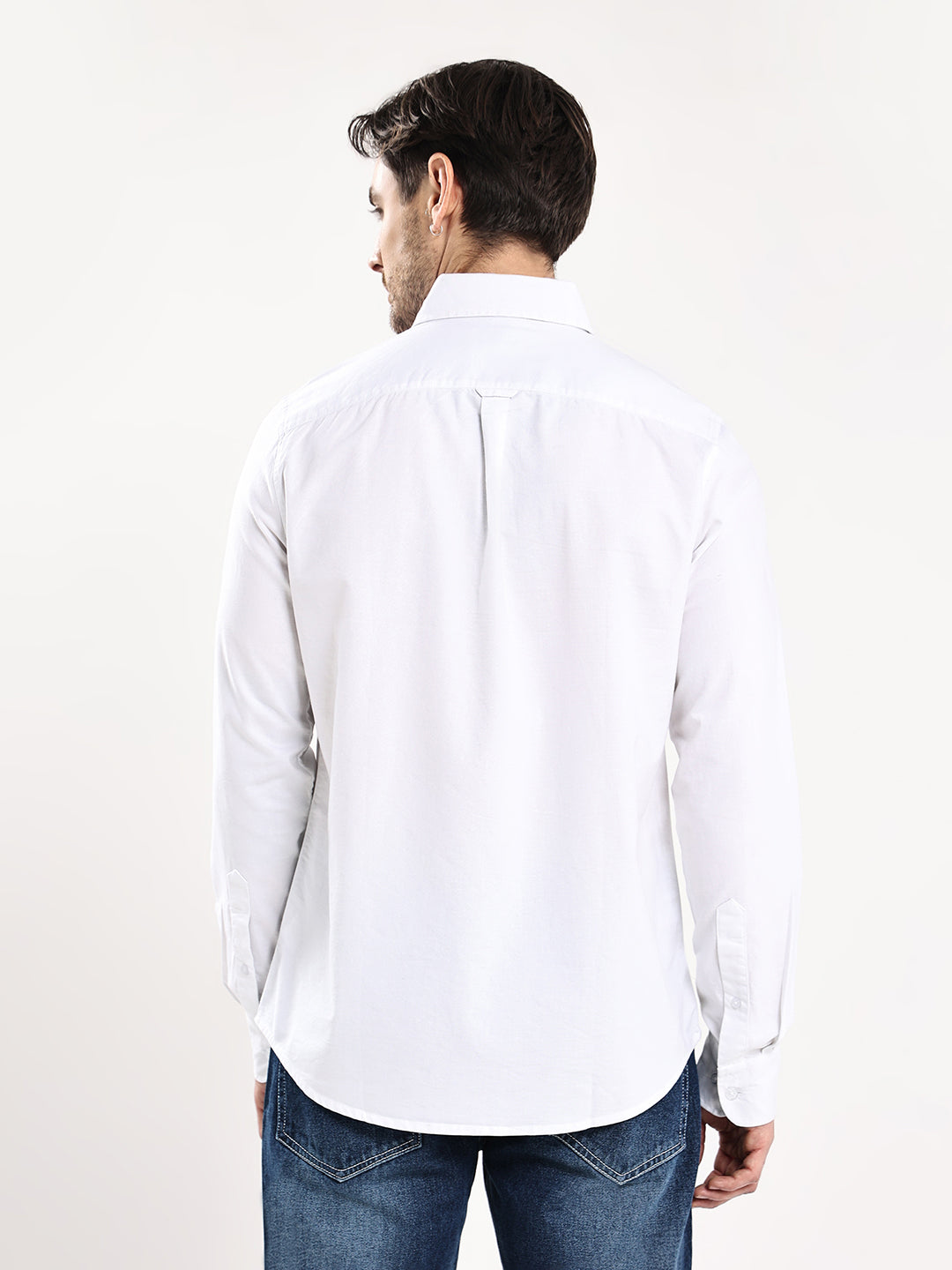HangerLoop Premium Cotton Oxford Yarn Dyed Shirt – Regular Fit | Button-Down Collar - White