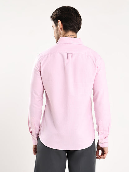 HangerLoop Premium Cotton Oxford Yarn Dyed Shirt – Regular Fit | Button-Down Collar - Pink