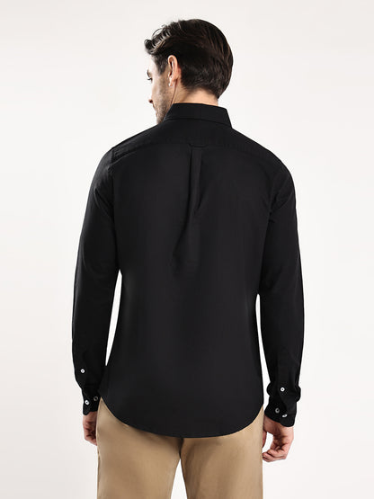 HangerLoop Premium Cotton Oxford Yarn Dyed Shirt – Regular Fit | Button-Down Collar - Black