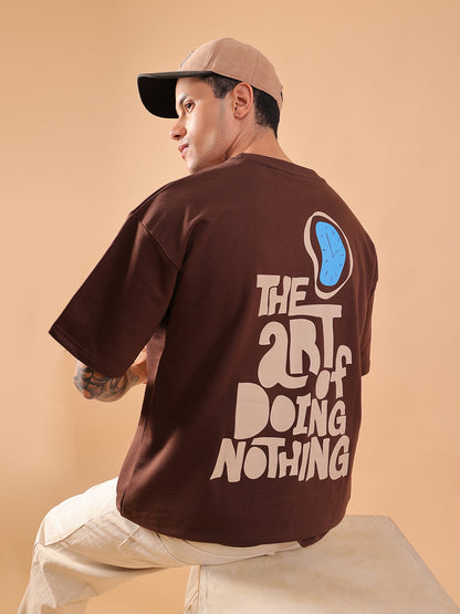 Oversized Brown Graphic Print T-Shirt | Unisex Streetwear Tee