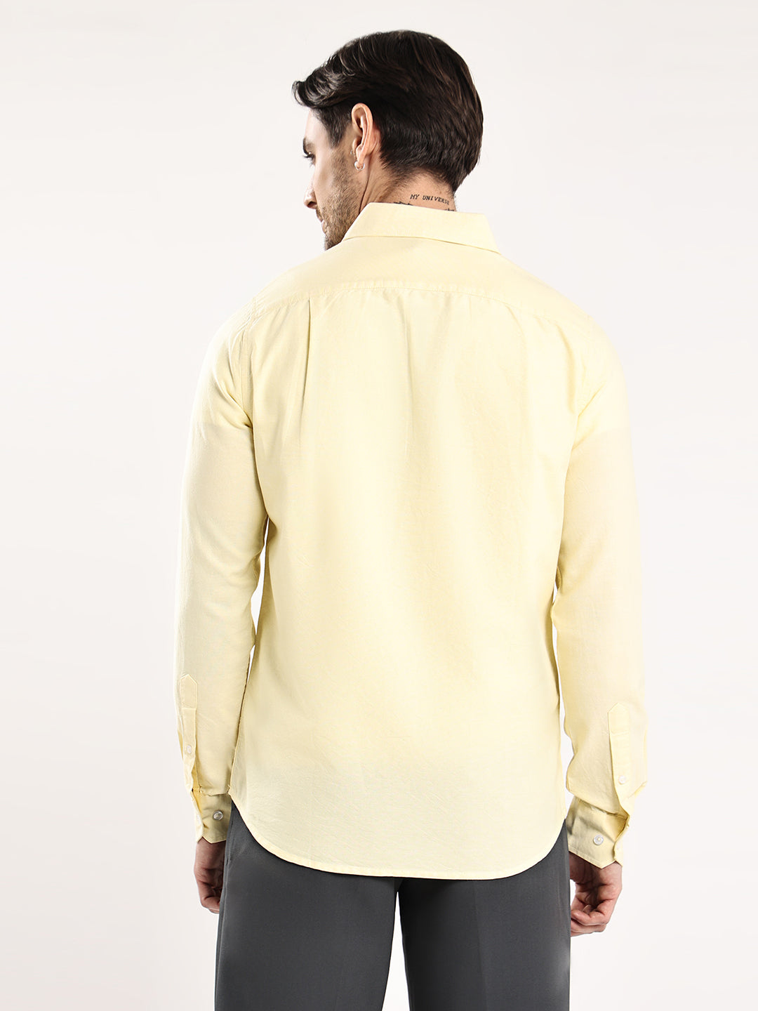 HangerLoop Men’s 100% Cotton Oxford Yarn Dyed Full Sleeve Shirt – Button Down Collar | Regular Fit - Yellow