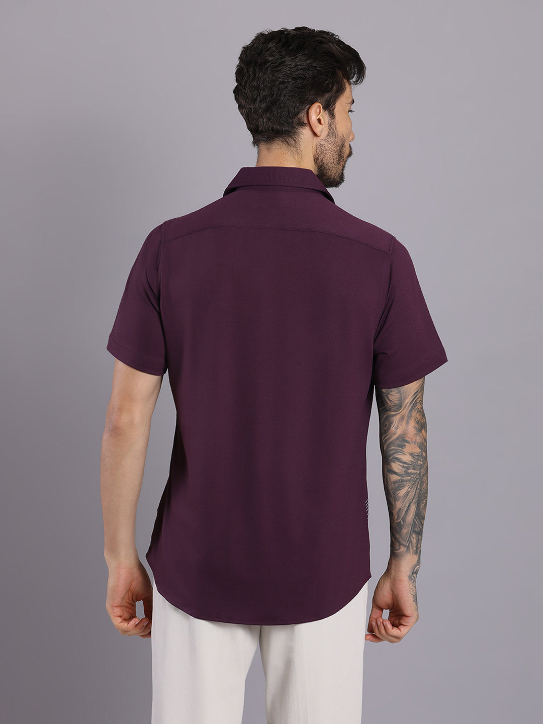 Opaque Printed Knitted Half Sleeve Shirt – Effortless Comfort & Style - Maroon