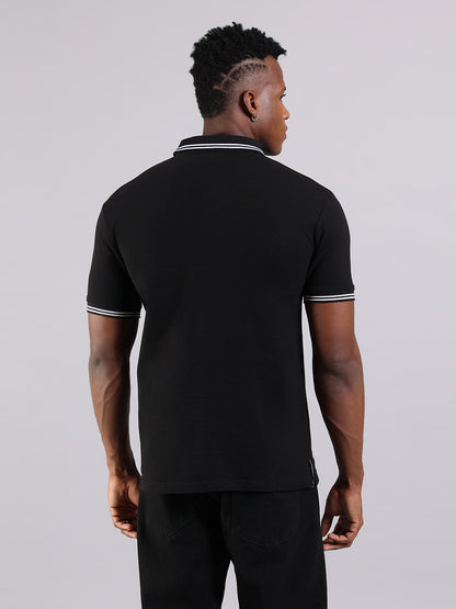 Timeless Black Cotton Polo T-Shirt