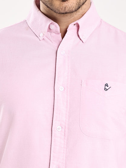 HangerLoop Premium Cotton Oxford Yarn Dyed Shirt – Regular Fit | Button-Down Collar - Pink