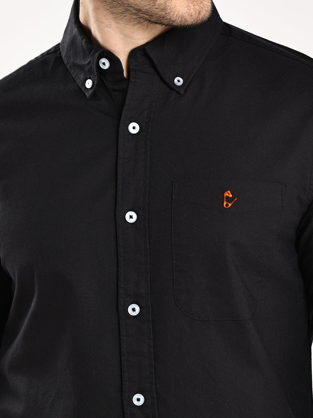HangerLoop Premium Cotton Oxford Yarn Dyed Shirt – Regular Fit | Button-Down Collar - Black