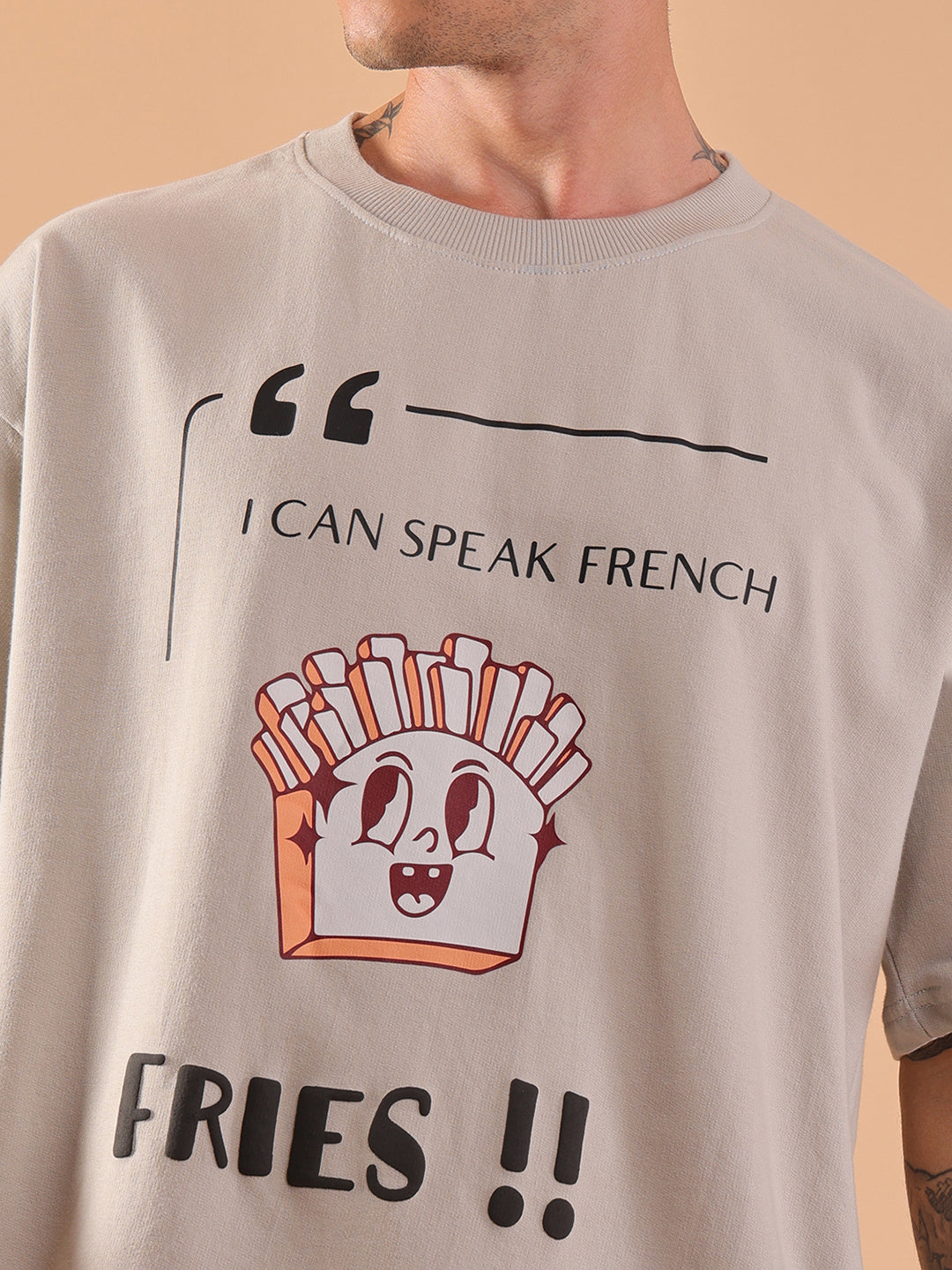 I Can Speak French – Fries!! | Oversized Grey T-Shirt | HangerLoop Unisex Streetwear Tee