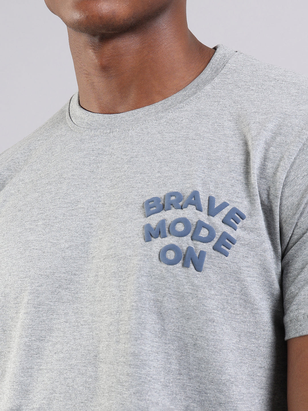 Grey Regular Fit T-Shirt - Brave Mode On