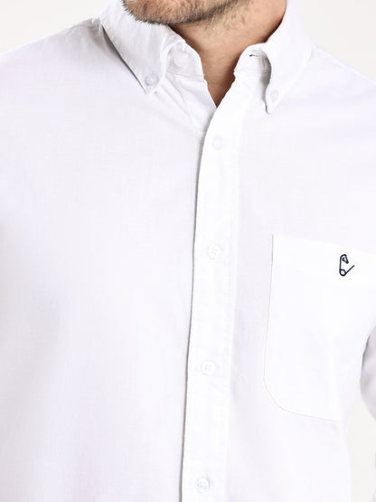 HangerLoop Premium Cotton Oxford Yarn Dyed Shirt – Regular Fit | Button-Down Collar - White