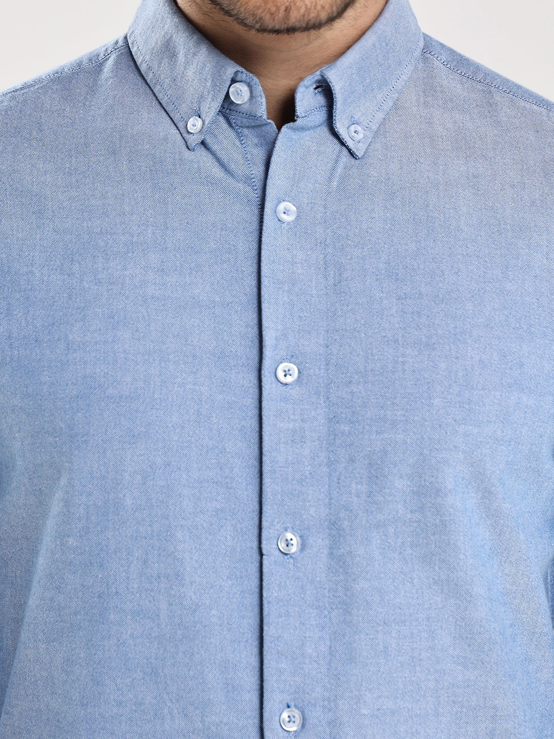 HangerLoop Men’s 100% Cotton Oxford Yarn Dyed Full Sleeve Shirt – Button Down Collar | Regular Fit - Sku Blue
