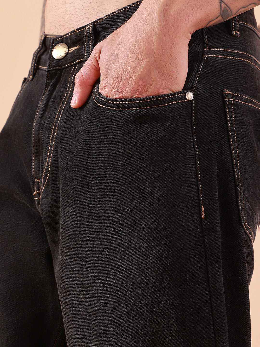 Men's Charcoal Black Tapered Fit Jeans