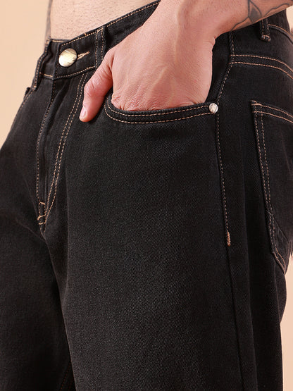 Men's Charcoal Black Tapered Fit Jeans