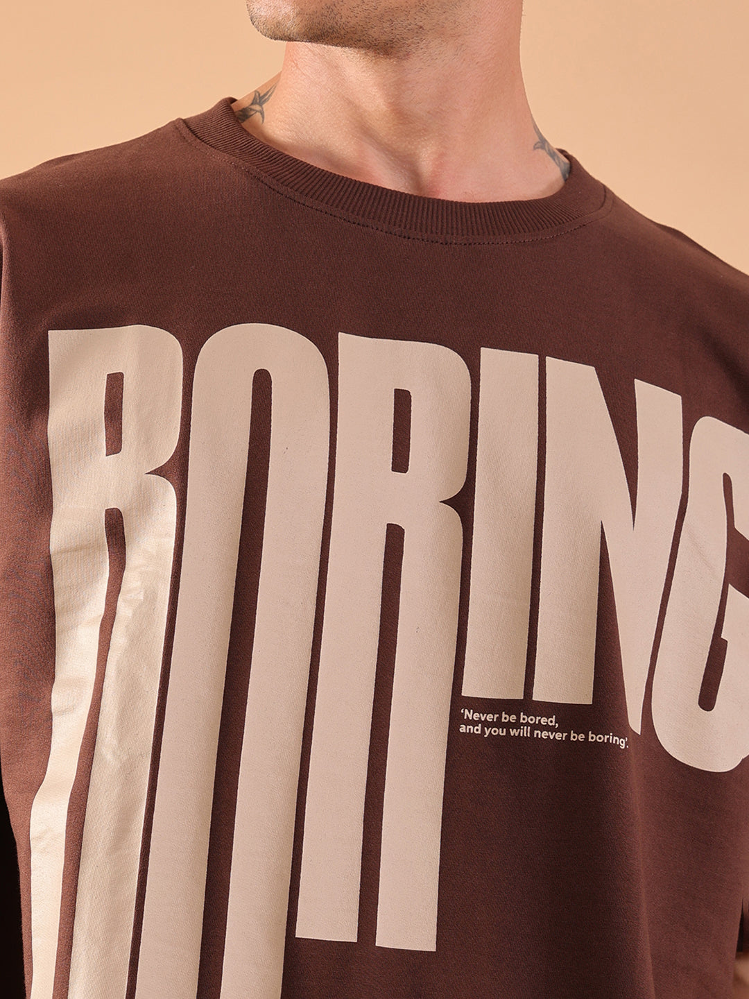 Oversized Brown Graphic Print T-Shirt | Unisex Streetwear Tee
