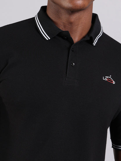 Timeless Black Cotton Polo T-Shirt