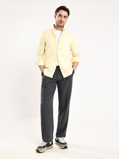 HangerLoop Men’s 100% Cotton Oxford Yarn Dyed Full Sleeve Shirt – Button Down Collar | Regular Fit - Yellow