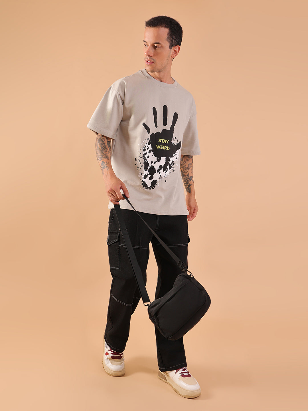 Stay Weird – Oversized Grey T-Shirt| HangerLoop Unisex Streetwear Tee