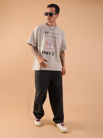 I Can Speak French – Fries!! | Oversized Grey T-Shirt | HangerLoop Unisex Streetwear Tee