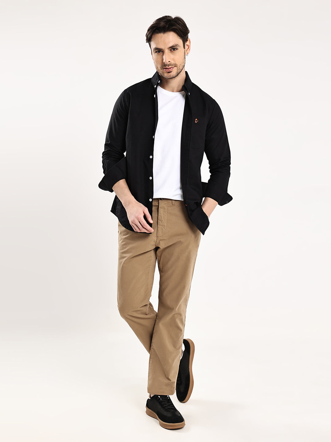 HangerLoop Premium Cotton Oxford Yarn Dyed Shirt – Regular Fit | Button-Down Collar - Black