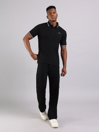Timeless Black Cotton Polo T-Shirt