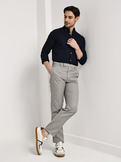 HangerLoop Men’s 100% Cotton Oxford Yarn Dyed Full Sleeve Shirt – Button Down Collar | Regular Fit - Navy