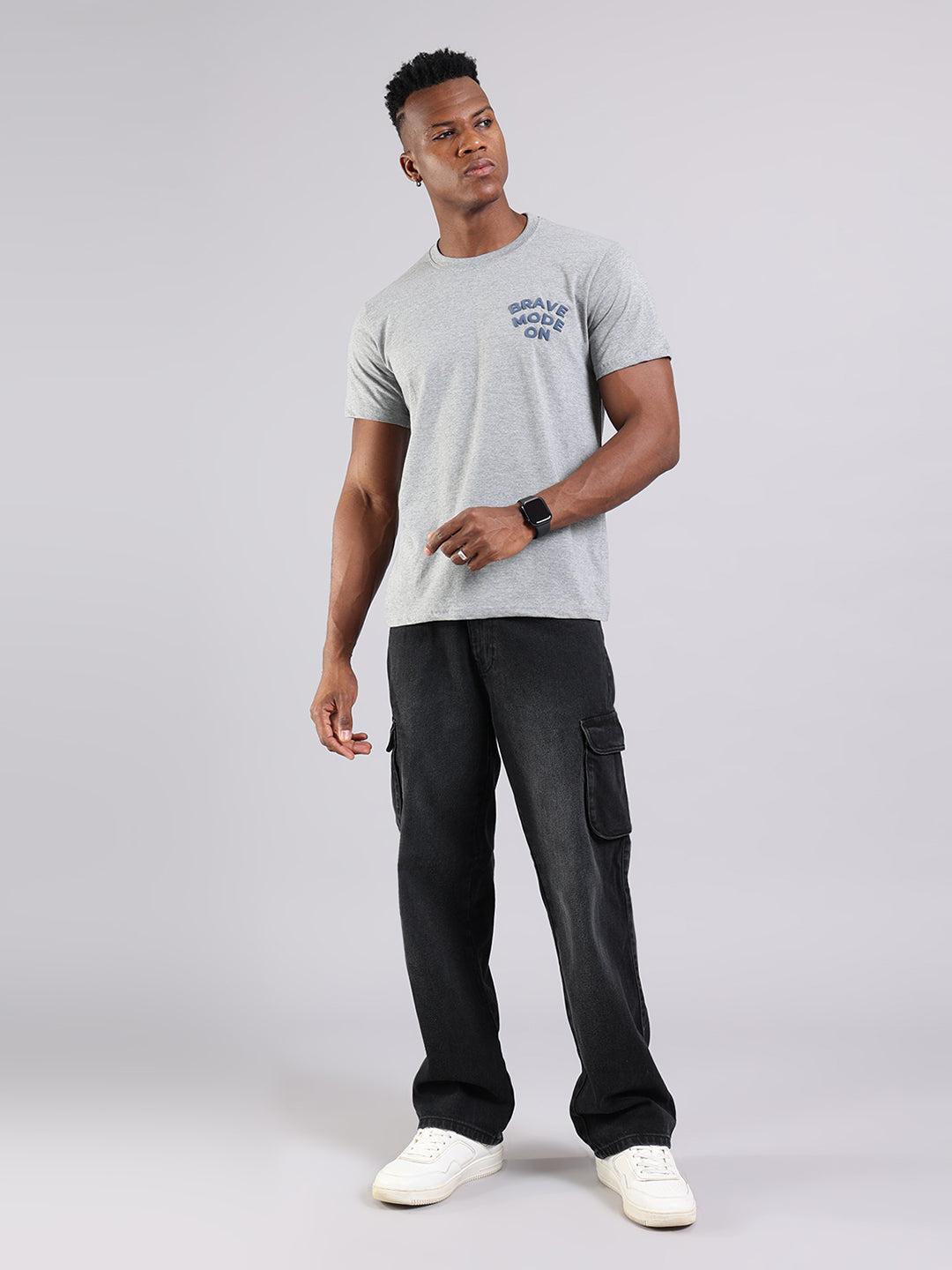 Grey Regular Fit T-Shirt - Brave Mode On
