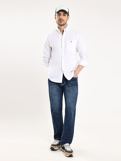 HangerLoop Premium Cotton Oxford Yarn Dyed Shirt – Regular Fit | Button-Down Collar - White