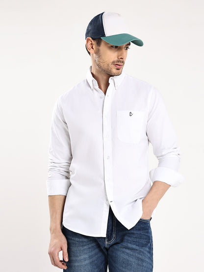 HangerLoop Premium Cotton Oxford Yarn Dyed Shirt – Regular Fit | Button-Down Collar - White
