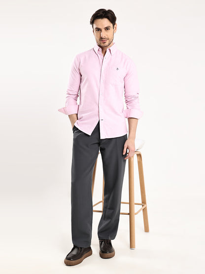 HangerLoop Premium Cotton Oxford Yarn Dyed Shirt – Regular Fit | Button-Down Collar - Pink